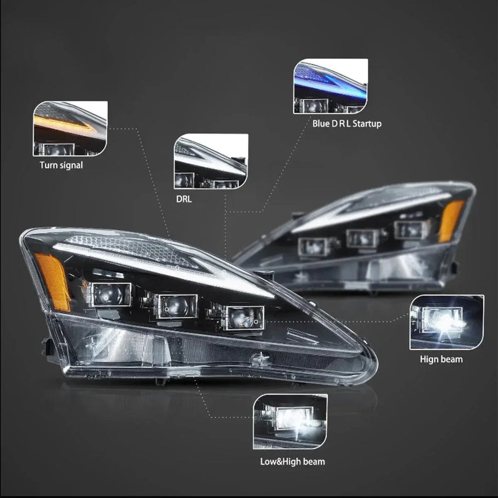 Vland LED Headlight Assembly for 2006-2012 Lexus IS250/IS250C/IS350/IS220d
