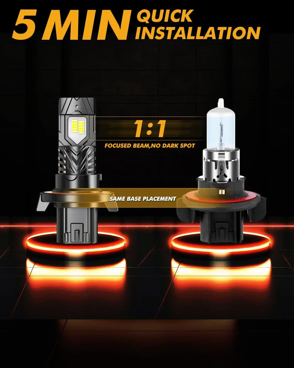 Auxbeam H13/9008 LED Headlight Bulbs Q40 Series Ultra- 120W 2 Bulbs