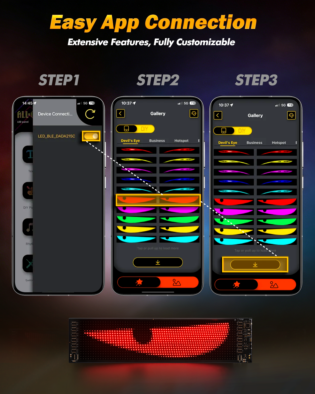 Auxbeam Single Pack LED Flexible Programmable Car Screen Light USB APP Control