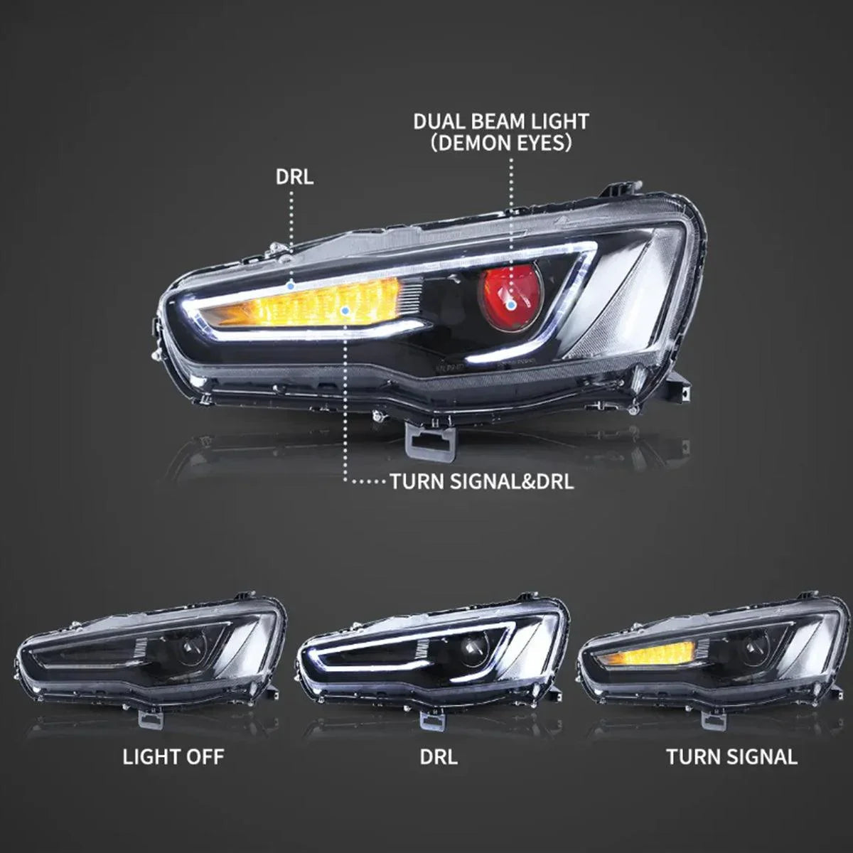 Vland LED Headlight Assembly Dual Beam Projector