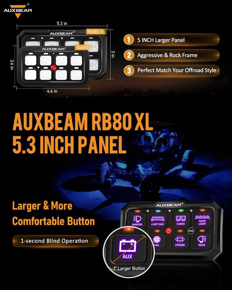 RGB Series 8 Gang (RB80 XL) Switch Panel without APP, Toggle/ Momentary/ Pulsed Mode Supported (Two-Sided Outlet)