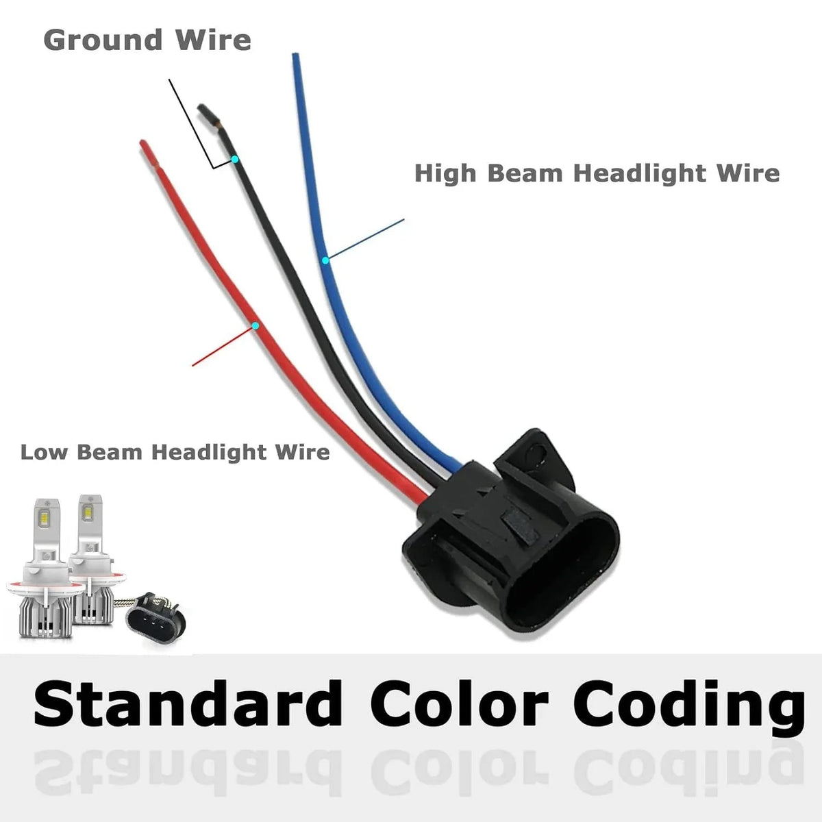 Auxbeam H13 LED Headlight Socket Male & Female Adapter Wiring Harness Connector