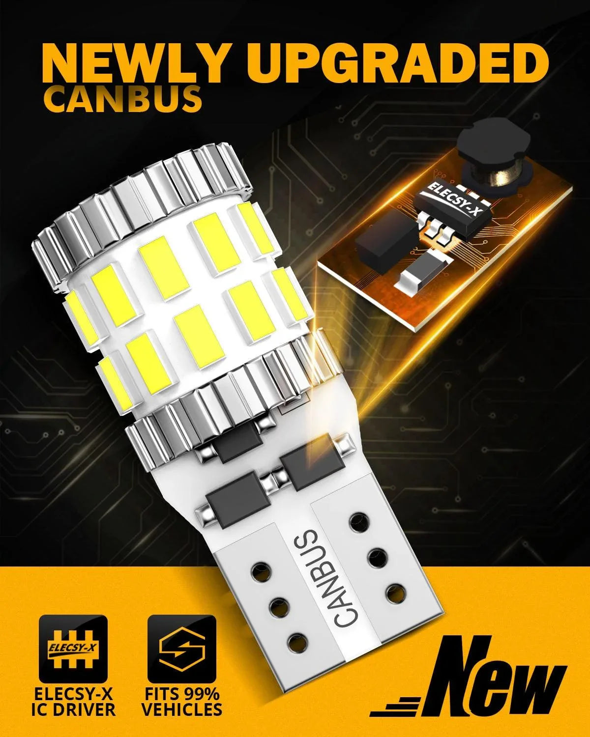 Auxbeam 168 2825 W5W T10 LED License Plate/Side Marker/Interior Light Bulbs 3W