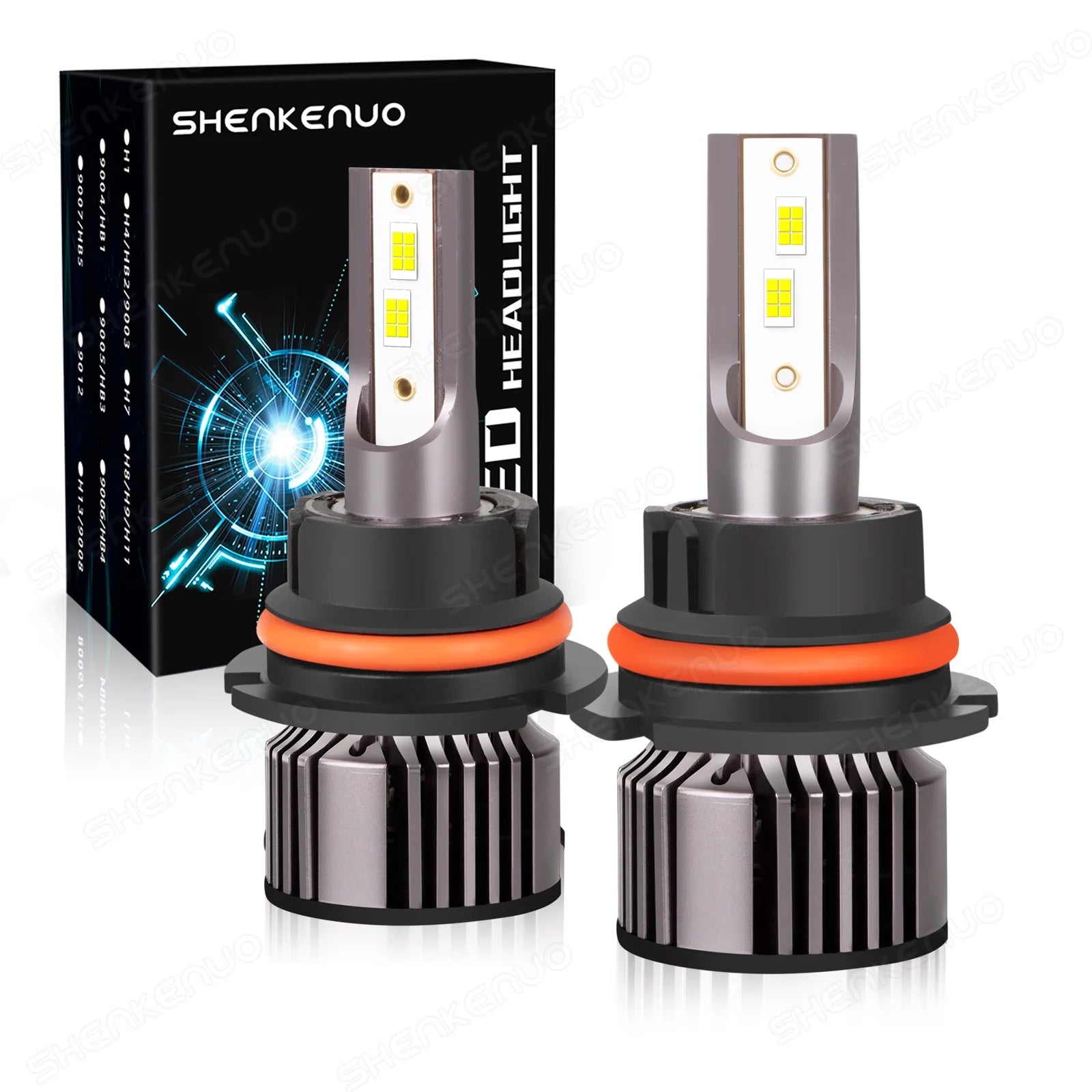 2-Sides 9007 LED Headlight Hi/Lo Bulbs for Ford F-150 1992-2003 F-250 1992-1999