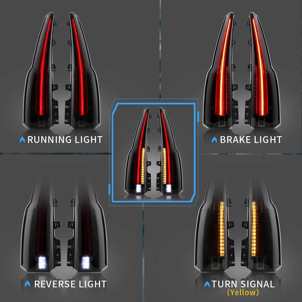 Vland LED Tail Light Assembly with Upgrade LED Kit for 2015-2020 (4th Gen) GMC