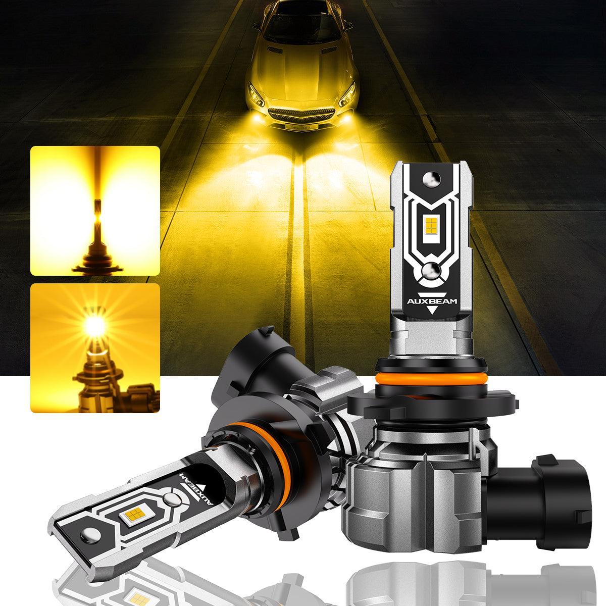 Auxbeam H10 9145 9140 HB3 LED Fog Light/DRL Bulbs 50W 2500K Amber Yellow Q5