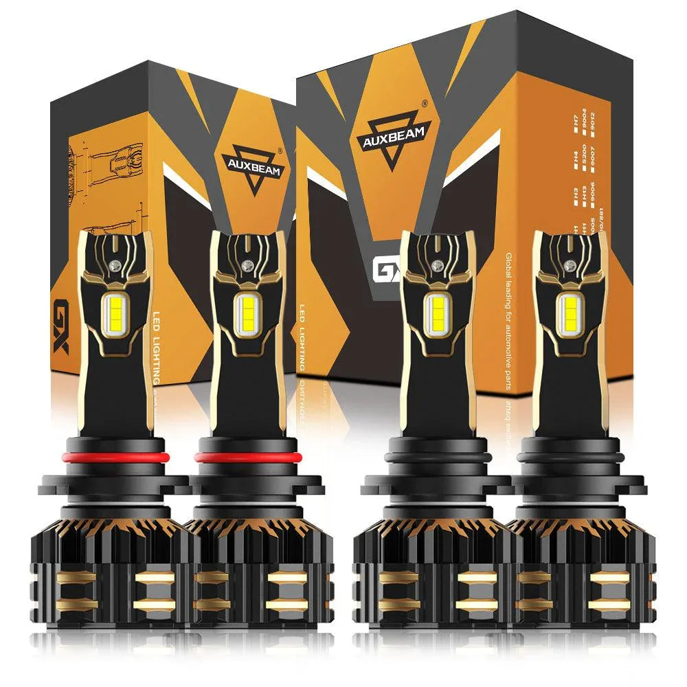 Auxbeam 9005+9006 LED Headlight Bulbs 120W 25000ML GX Series 4 Bulbs