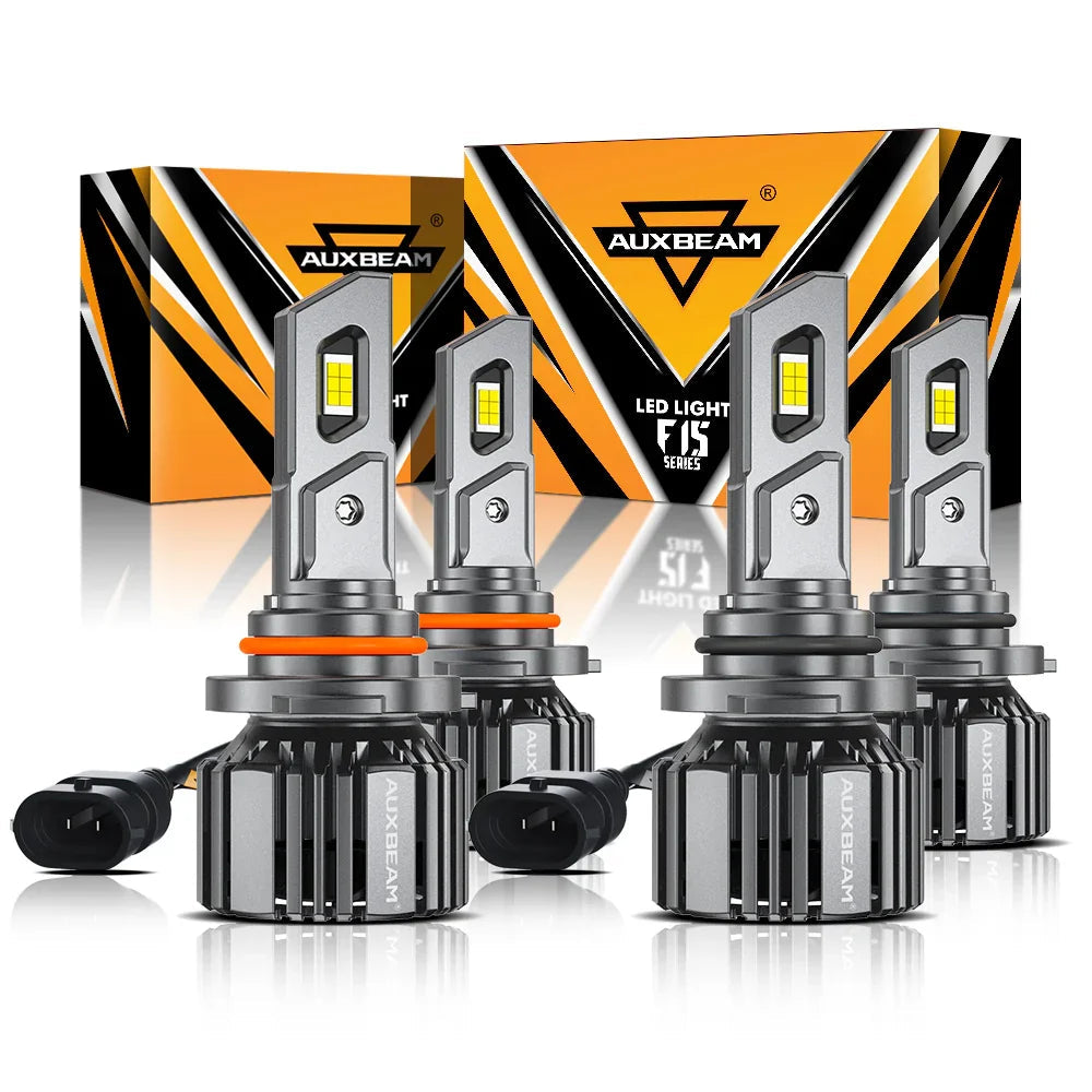 Auxbeam 9005+9006 LED Headlight Bulbs 90W F15 Series Smaller Size 4 Bulbs