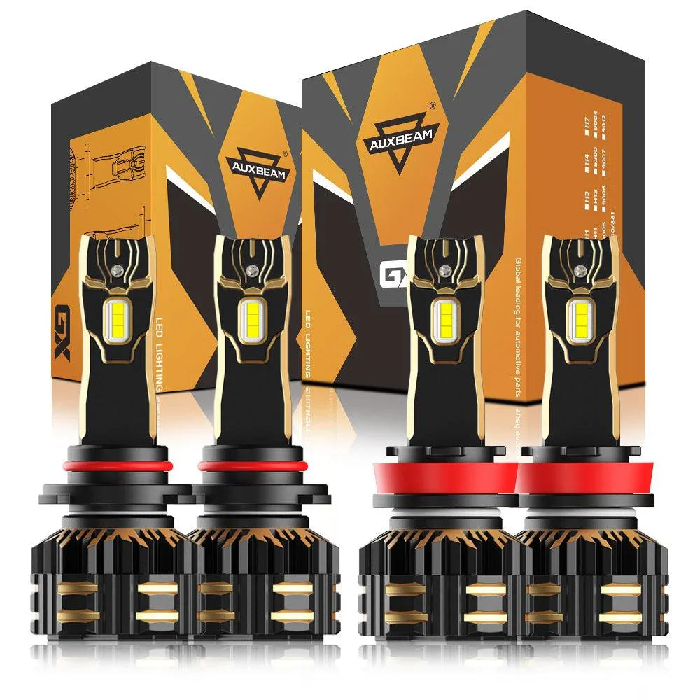 Auxbeam 9005+H11 LED Headlight Bulbs 120W GX Series 4 Bulbs