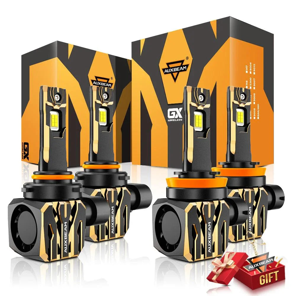 Auxbeam 9005+H11 LED Headlight Bulbs 120W GX Series 4 Bulbs