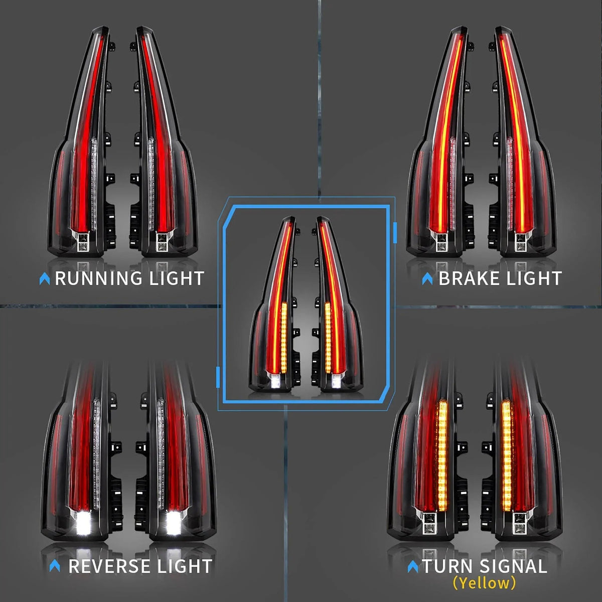 Vland LED Tail Light Assembly with Upgrade LED Kit for 2015-2020 (4th Gen) GMC