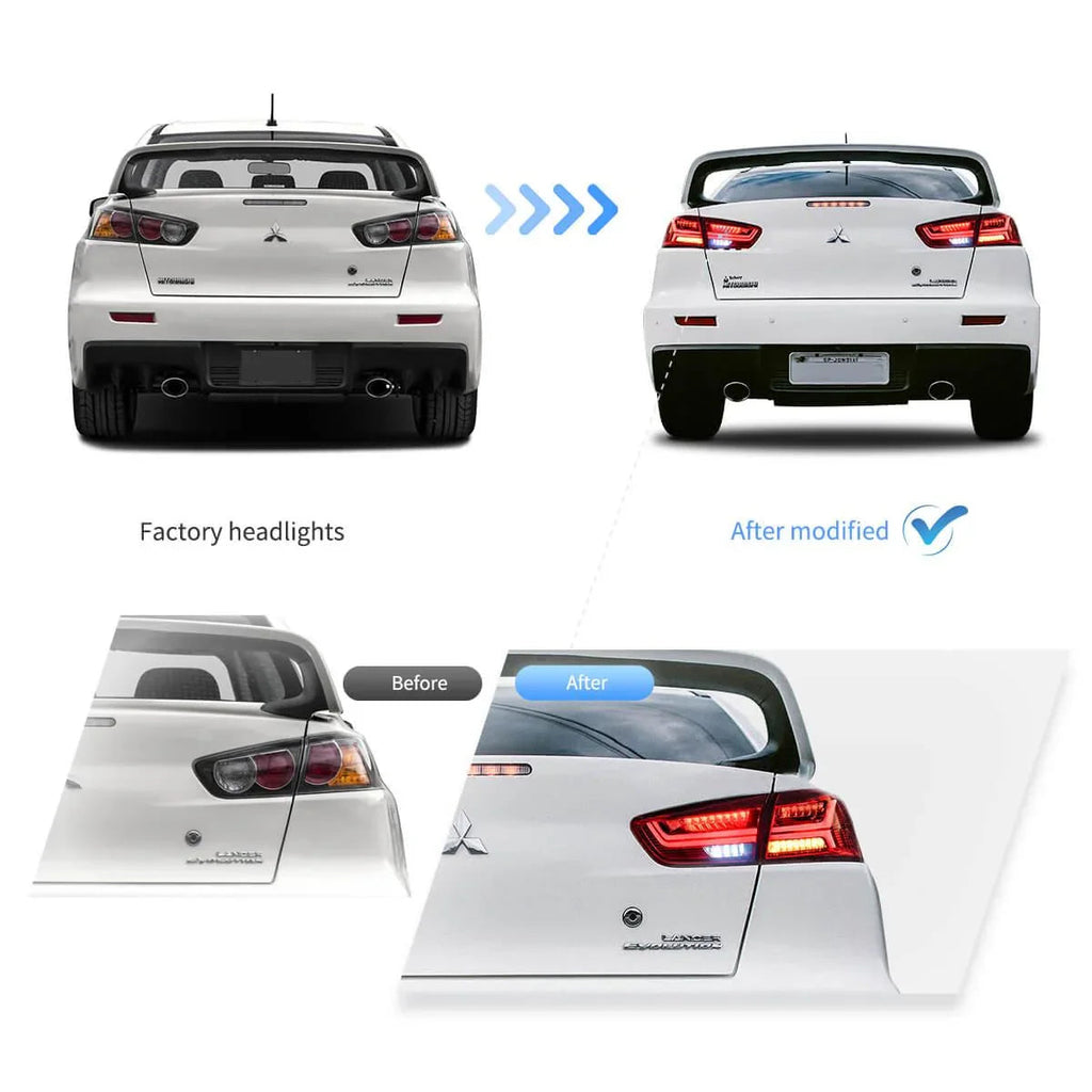 Vland LED Tail Light Assembly for 2008-2017 Mitsubishi Lancer & EVO X