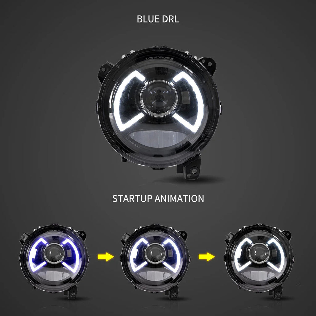 Vland Full LED Dual Beam Projector Headlight Assembly With Blue Breath Light