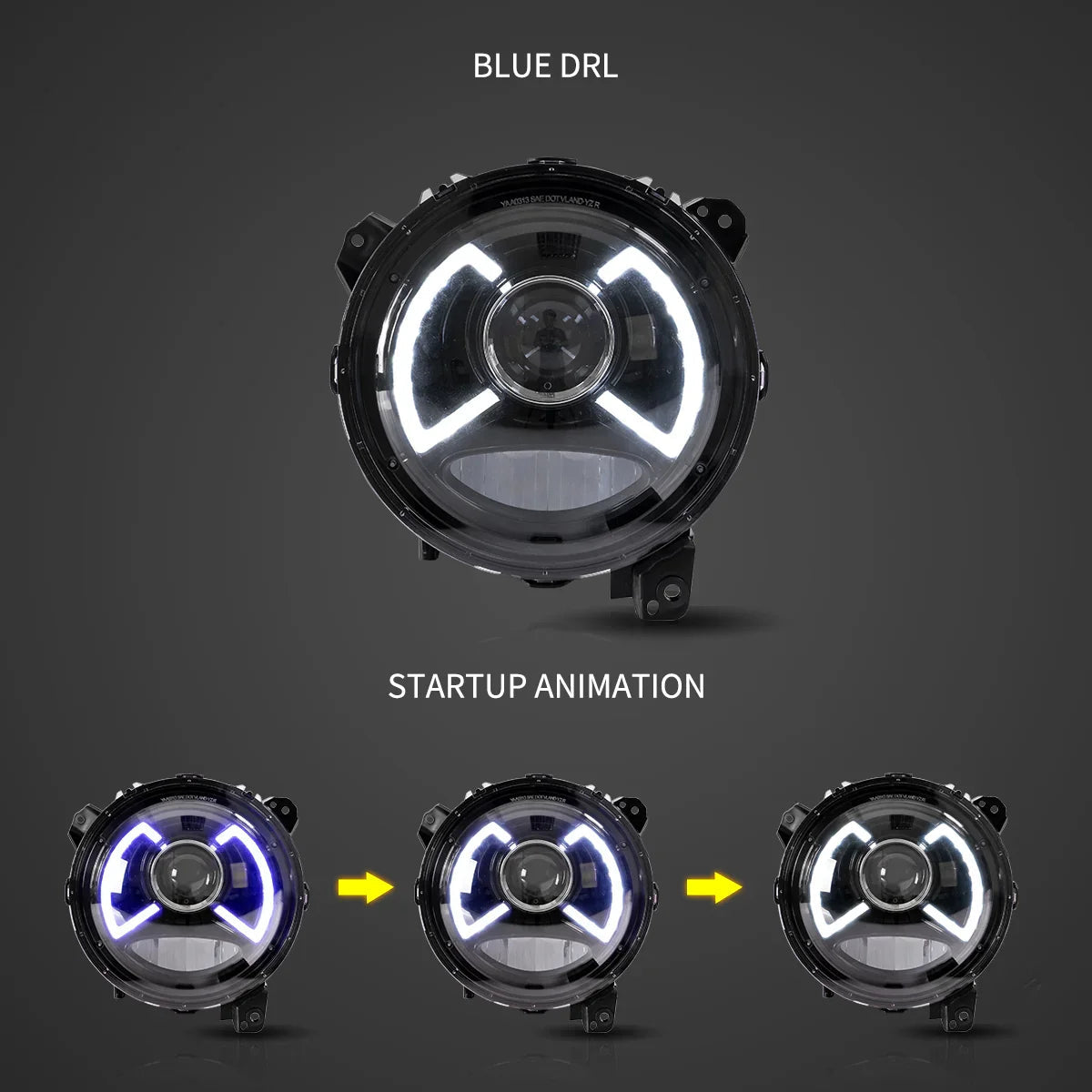 Vland Full LED Dual Beam Projector Headlight Assembly With Blue Breath Light