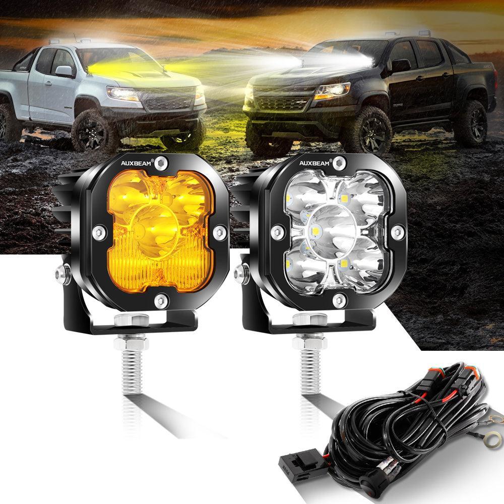 3 Inch 80W 9600LM LED Pods Lights White&Amber for CHEVROLET
