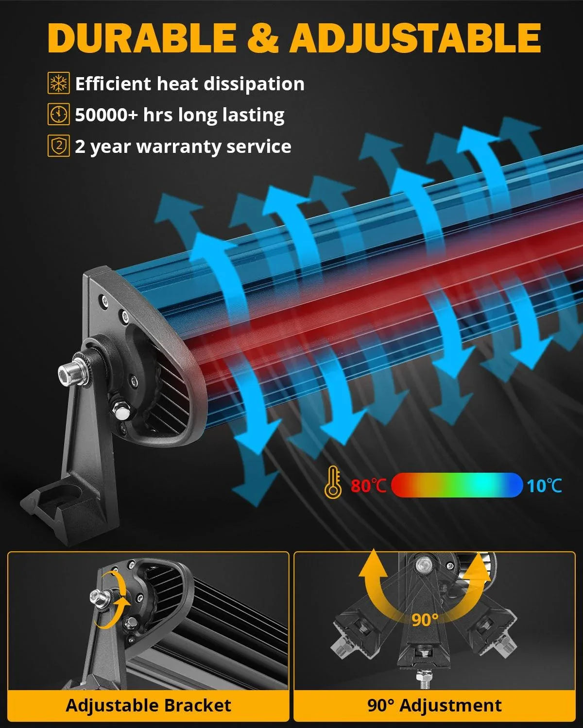 Auxbeam Series 42 Inch White&Amber Straight Off Road Led Light Bar