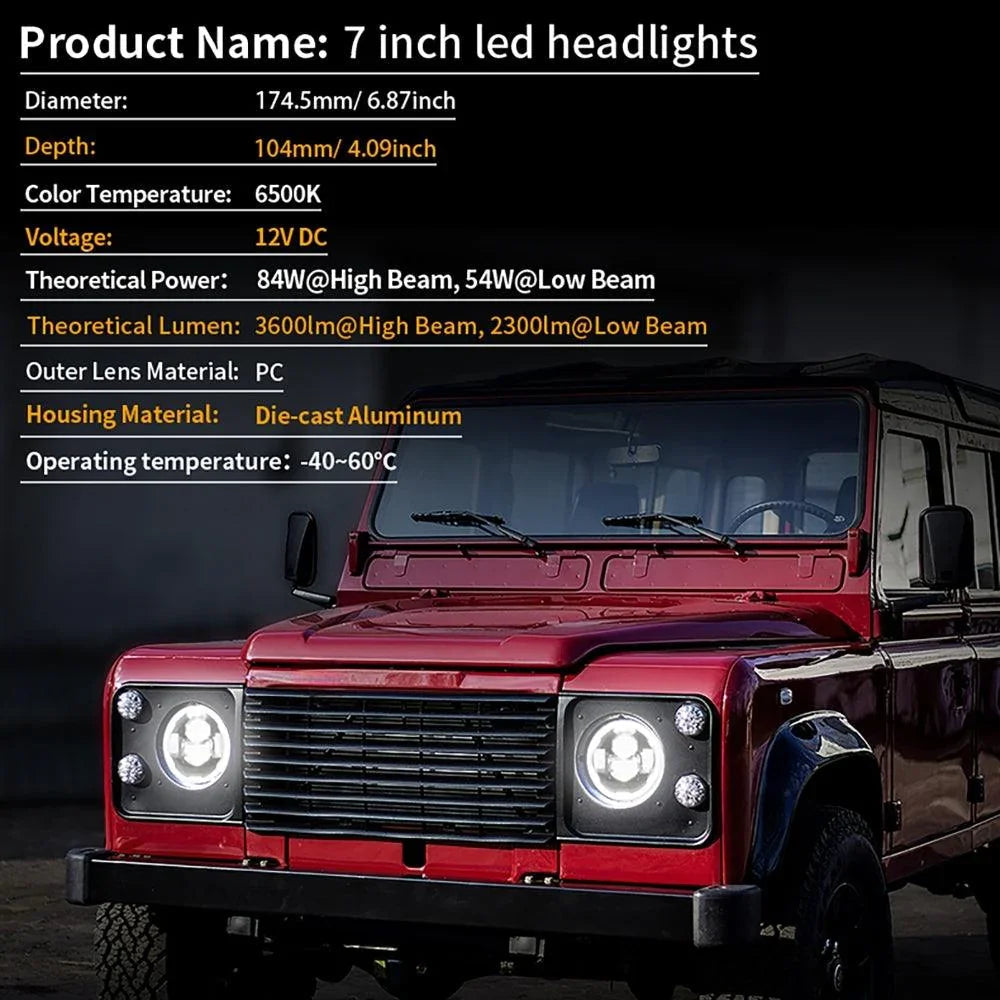 Auxbeam 7 Inch LED Headlights with DRL&Turn Signal for Jeep Wrangler JK TJ LJ CJ