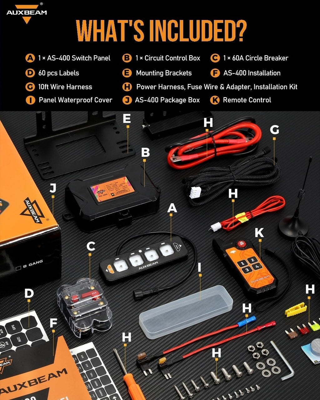 Auxbeam AS Series 4 Gang (AS-400) RGB Slim Switch Panel with APP&Remote Control