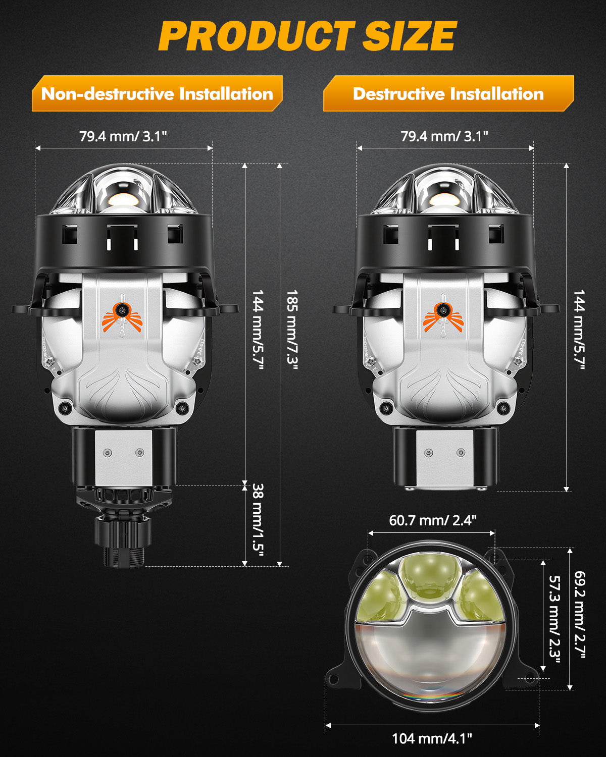 Auxbeam 3 Inch Bi-LED Projector Headlight