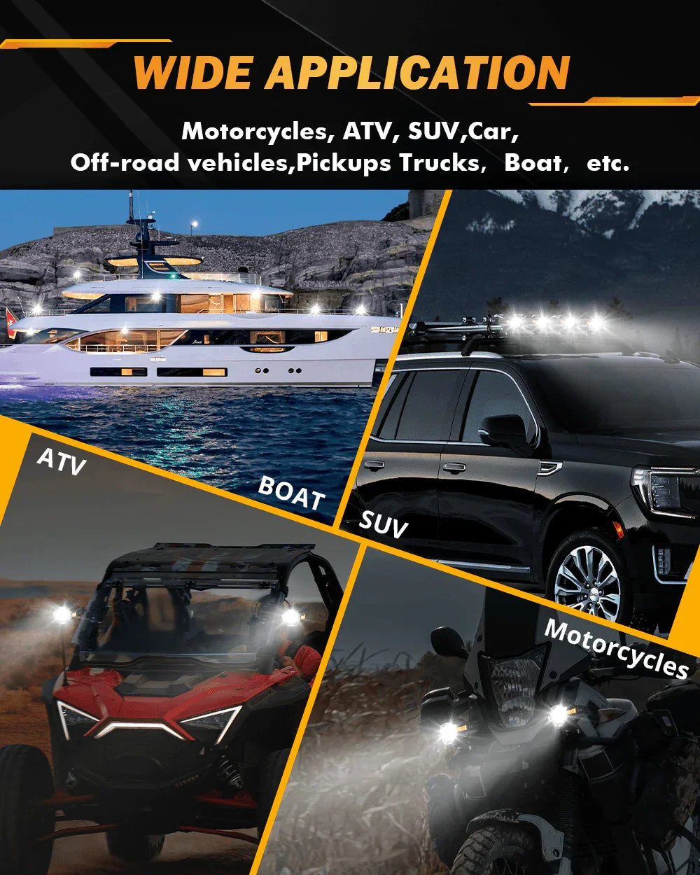 Auxbeam 3 Inch Motorcycle LED Spotlight Bi-LED Projector Lens Headlight 120W