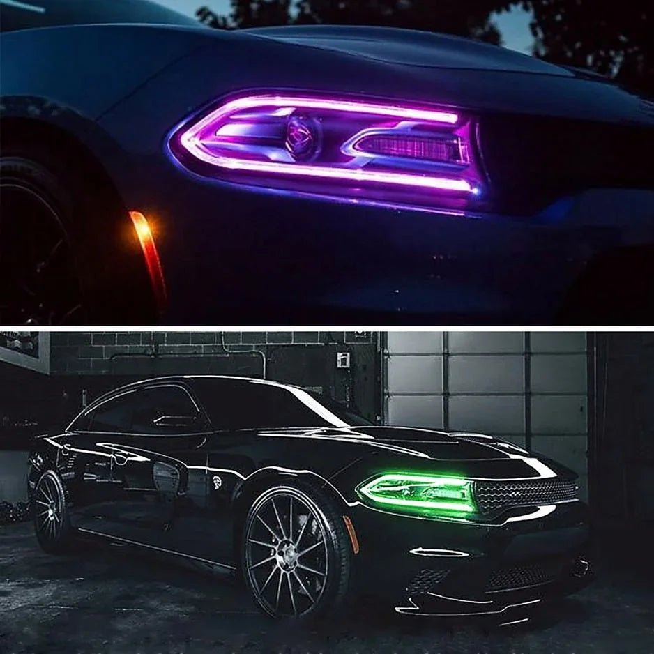 Vland LED Headlight Assembly RGB Style for 2015-2023 Dodge Charger 7th Gen (LD)
