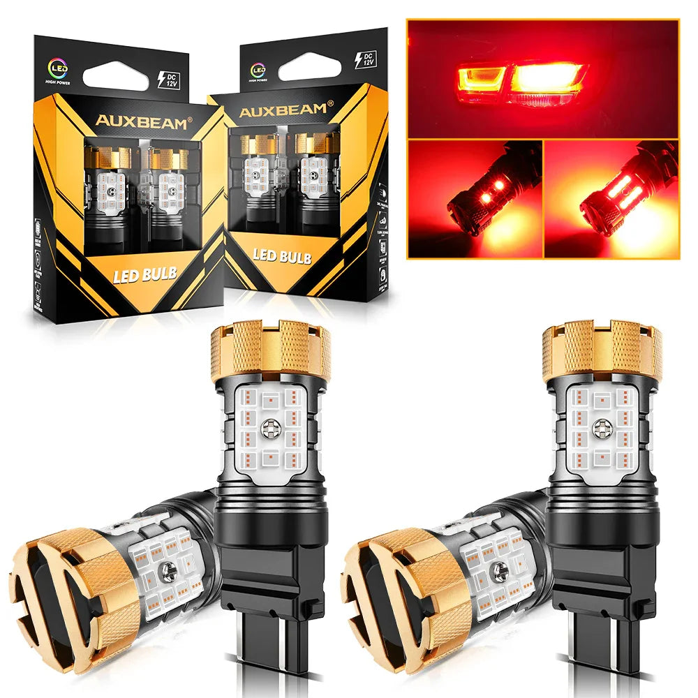 Auxbeam T25 3157 3156 LED Brake/Tail Light Bulbs 50W Red B21-PRO Series 2 Bulbs