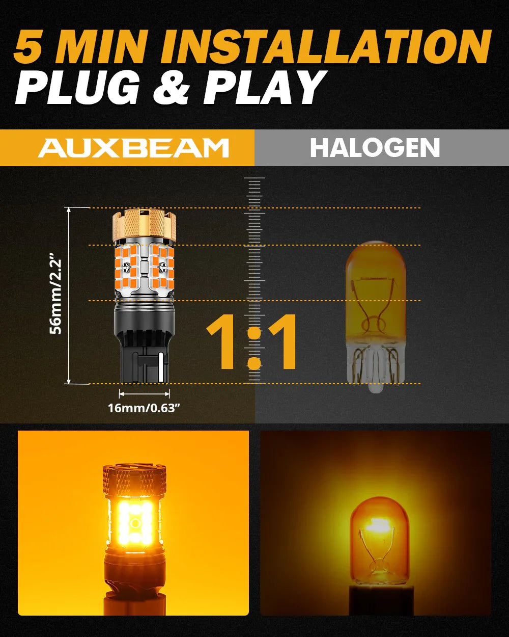 Auxbeam 7440 7440A LED Turn Signal Light Rear/Front