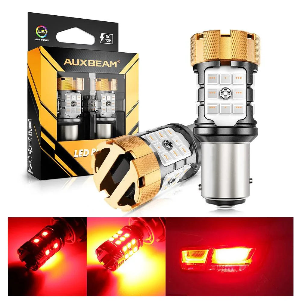 Auxbeam 1157 BAY15D LED Brake/Tail Light Bulbs 50W Red B21-PRO Series 2 Bulbs