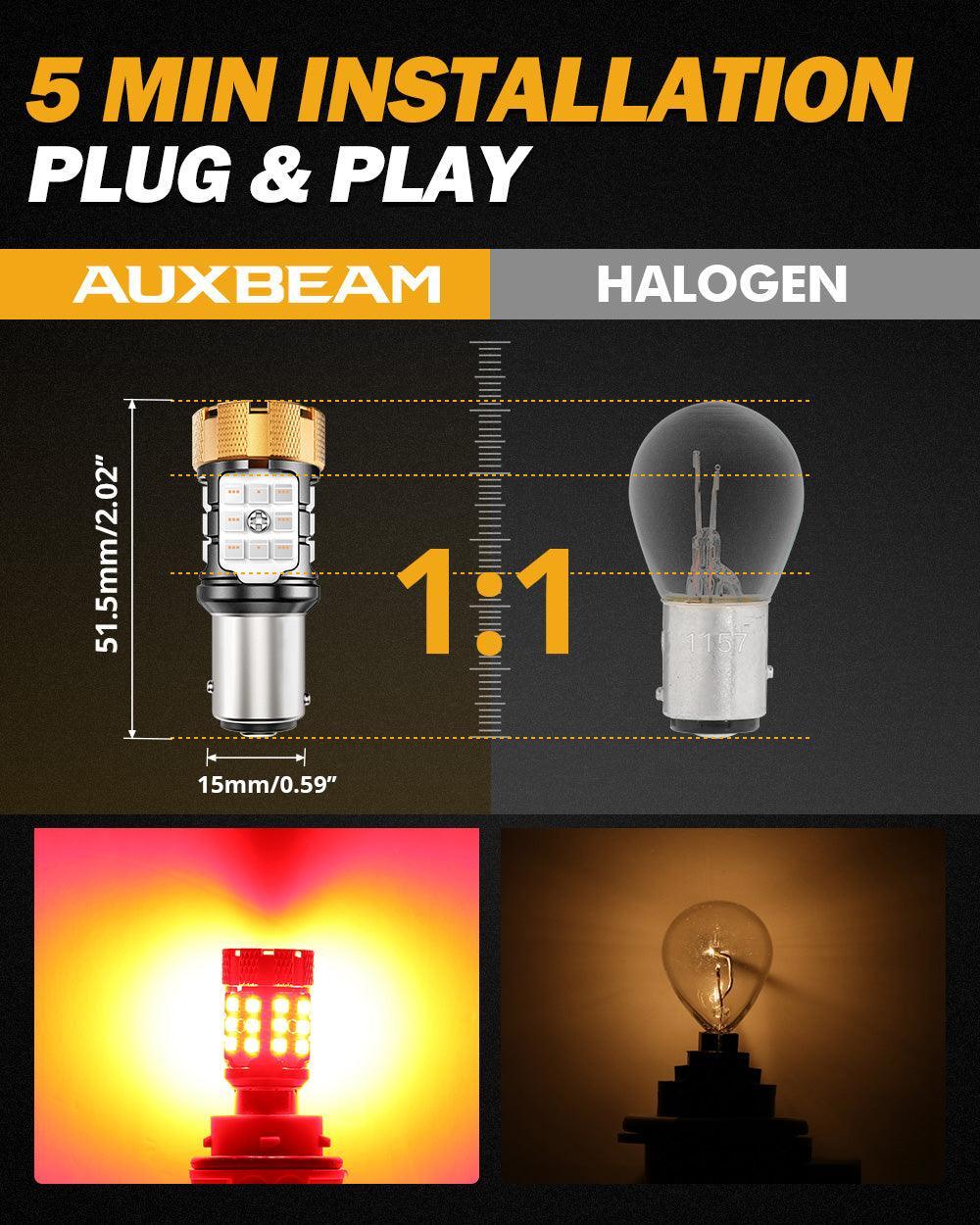 Auxbeam 1157 BAY15D LED Brake/Tail Light Bulbs 50W Red B21-PRO Series 2 Bulbs
