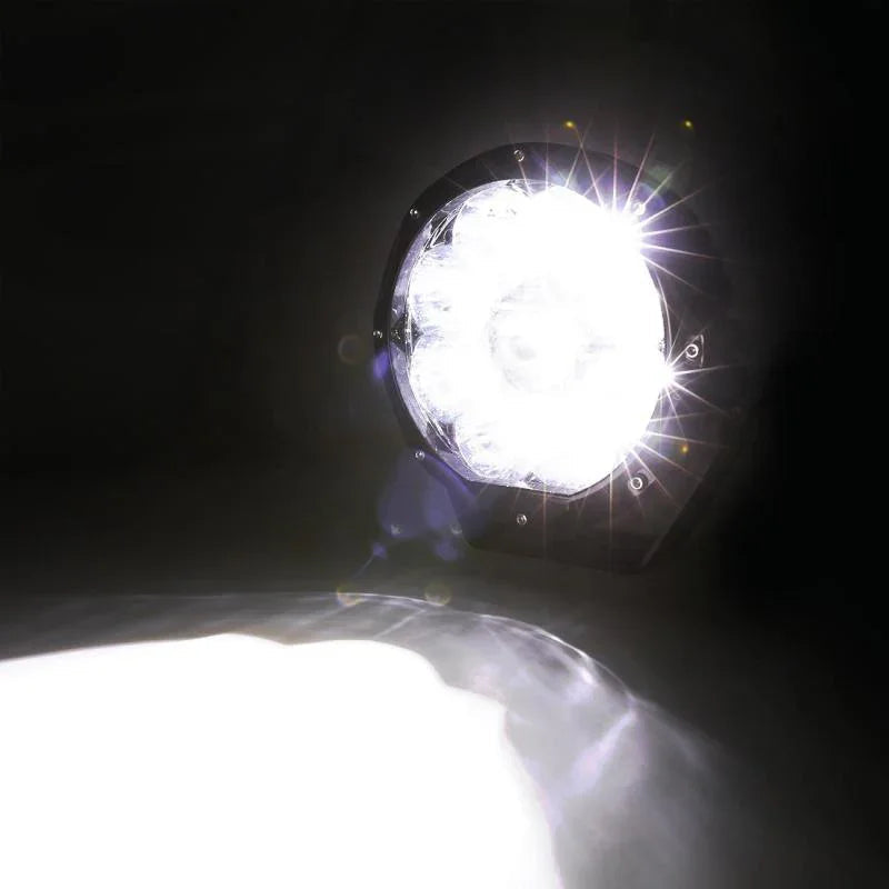 7 Inch 90W Round Spot Beam Offroad LED Driving Lights w/ SAE Compliant+Amber/Black Covers(Optional)