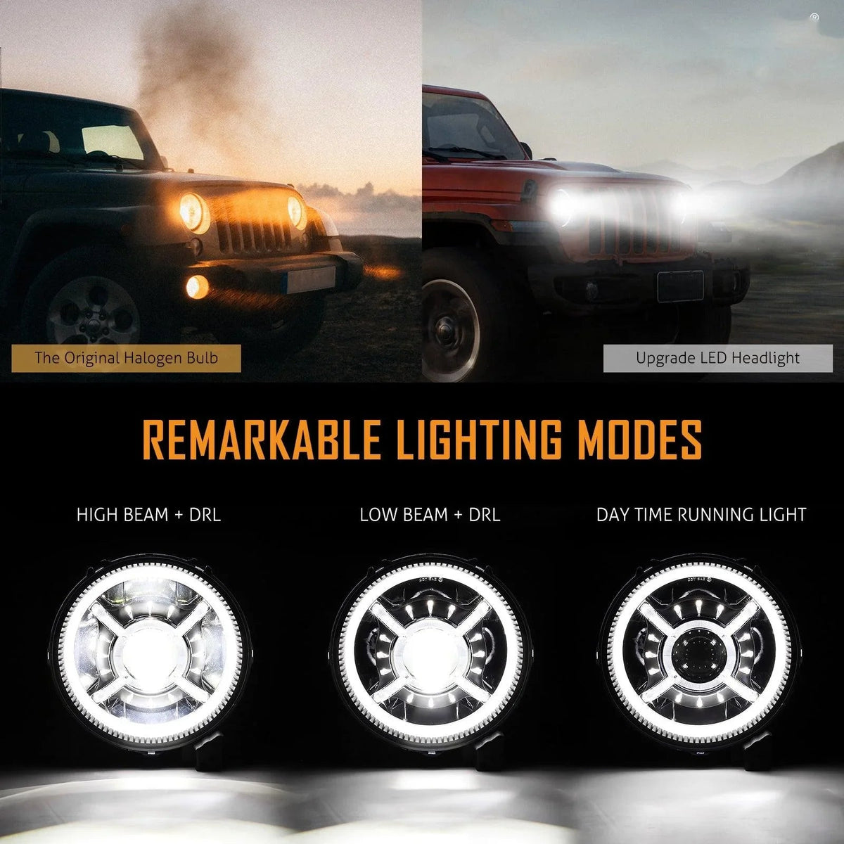 Auxbeam 9 Inch RGB Headlights for Jeep Wrangler JL JLU Sport Rubicon Sahara