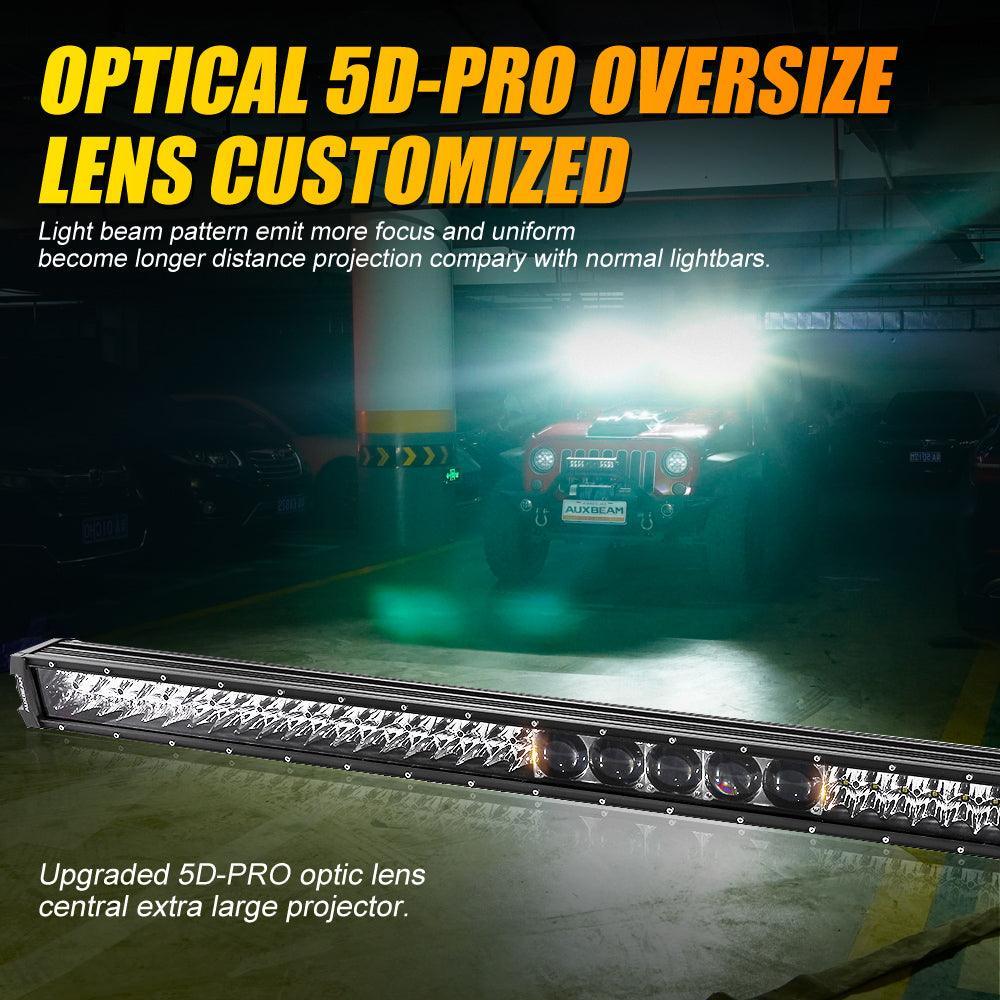 Auxbeam 7" LED Halo Headlights+5D-PRO 52" Straight LED for Jeep Wrangler TJ
