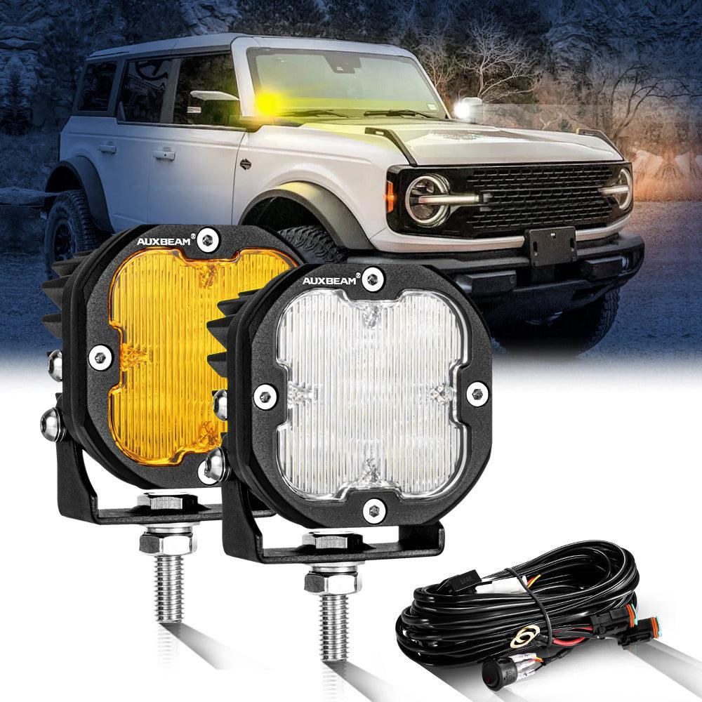 XP-ULTRA Series 3 Inch 80W Flood Beam LED Pods Amber&White Offroad Lights