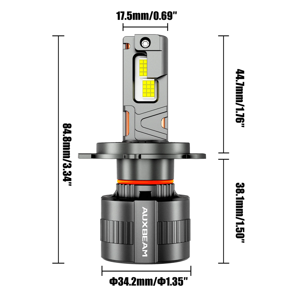 Auxbeam H4/9003 LED Headlight Bulbs 130W F35 Series Dual Compatibility 12V/24V 2