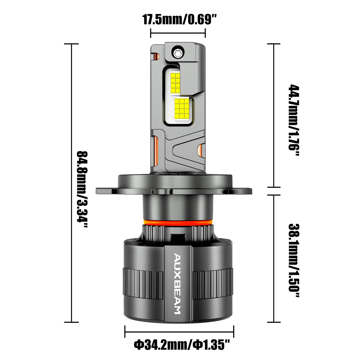 Auxbeam H4/9003 LED Headlight Bulbs 130W F35 Series Dual Compatibility 12V/24V 2