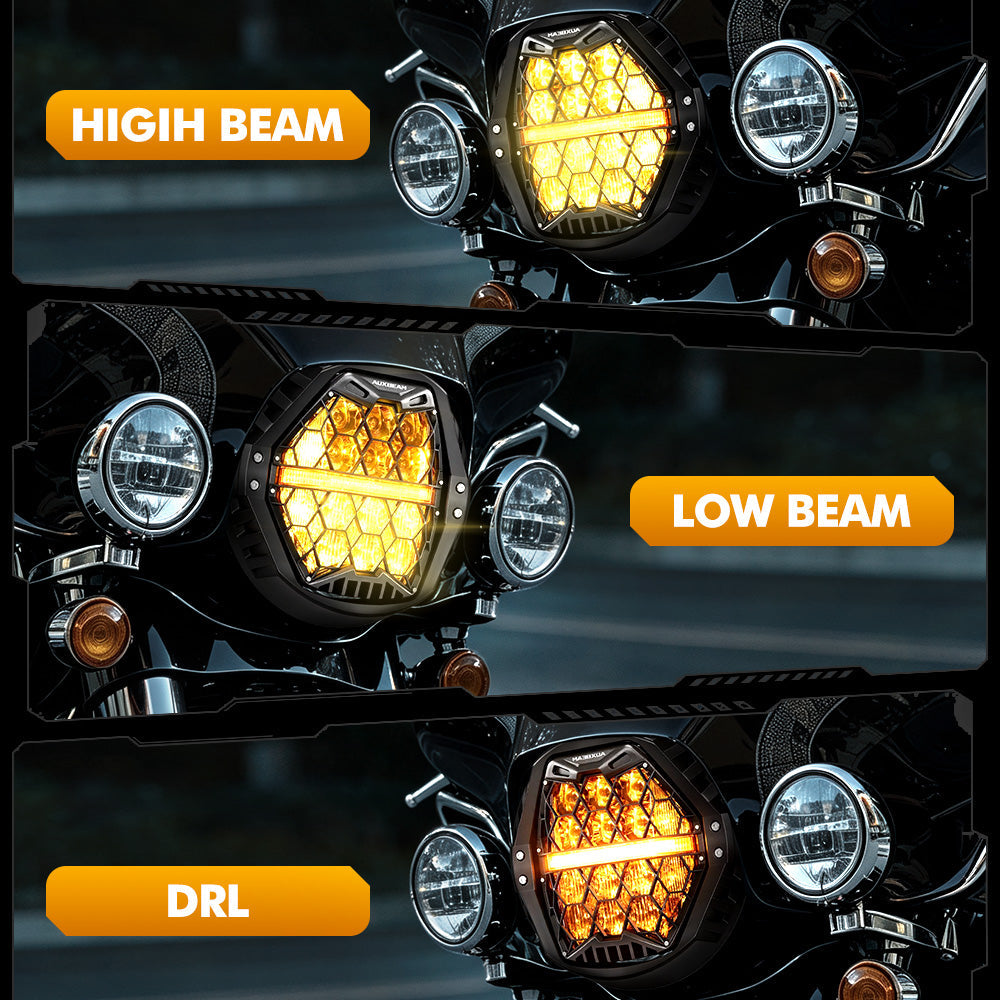 Auxbeam 7 Inch 120W DOT Motorcycle LED Headlight for Kawasaki Vulcan Mean Streak