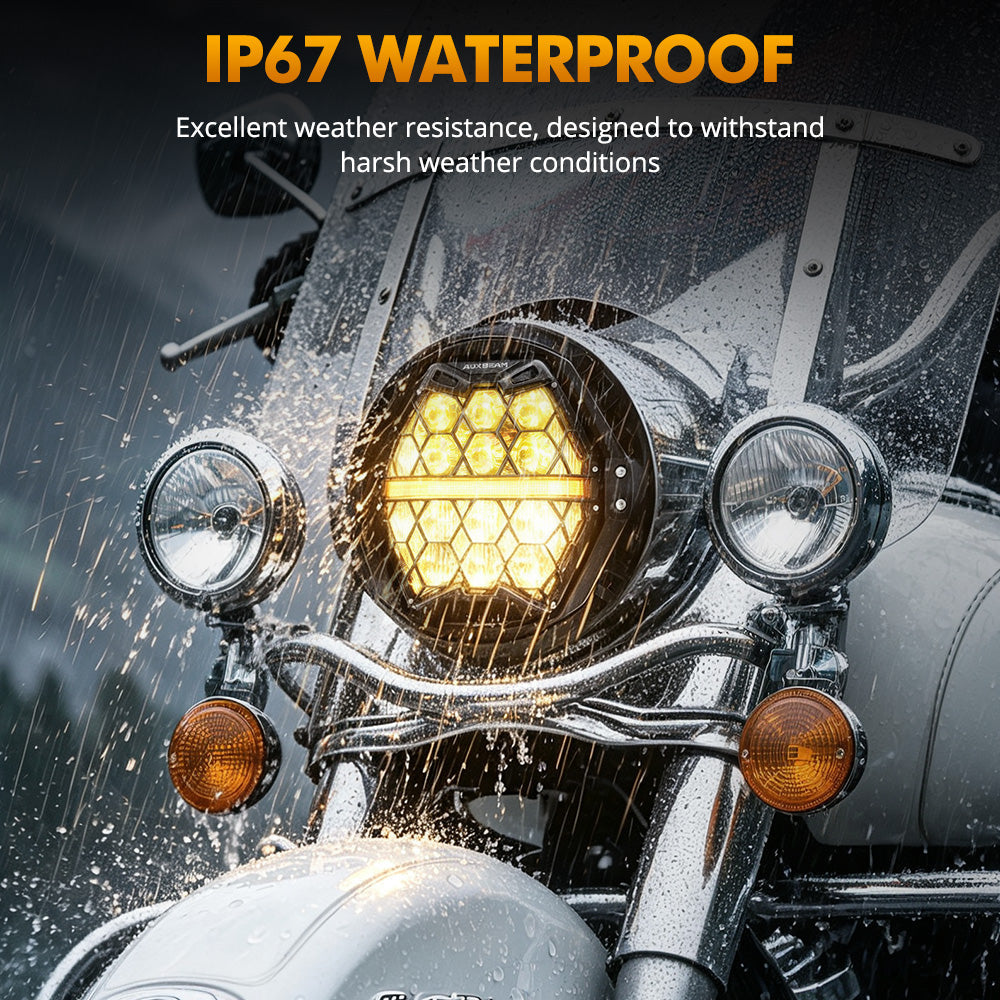 Auxbeam 7 Inch 120W DOT Motorcycle LED Headlight for Kawasaki Vulcan Mean Streak