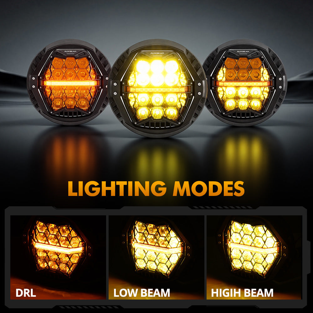 Auxbeam 7 Inch 120W DOT Motorcycle LED Headlight for Kawasaki Vulcan Mean Streak