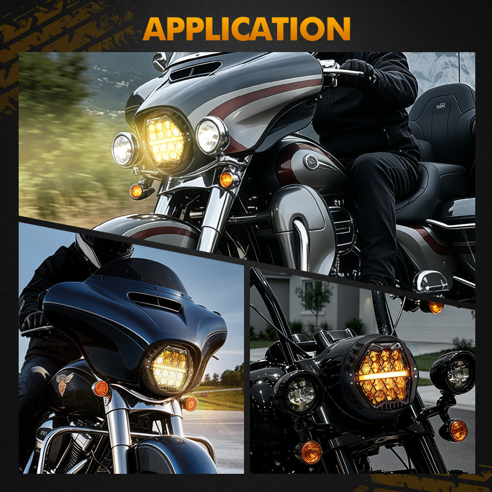 Auxbeam 7 Inch 120W DOT Motorcycle LED Headlight for Kawasaki Vulcan Mean Streak