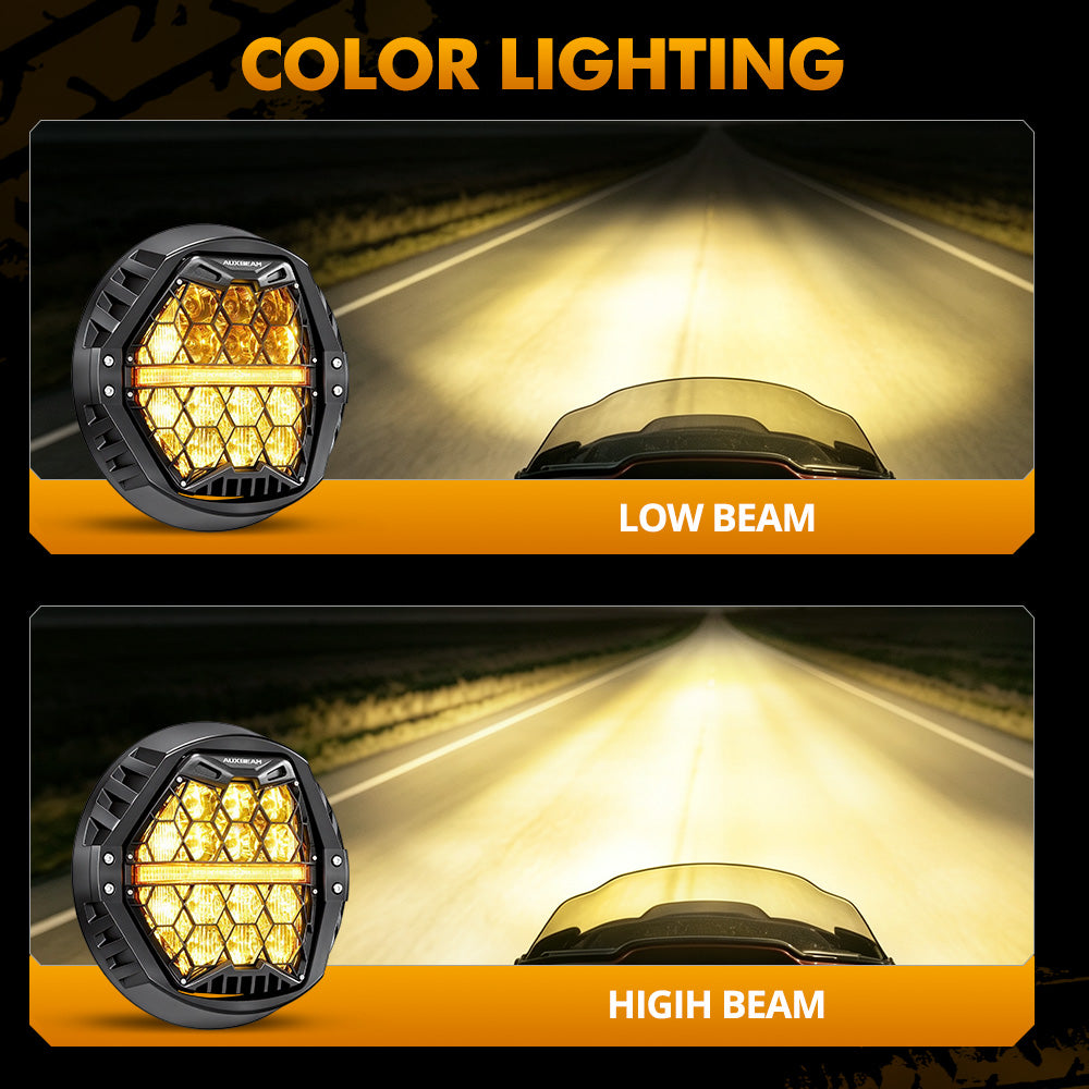 Auxbeam 7 Inch 120W DOT Motorcycle LED Headlight for Kawasaki Vulcan Mean Streak