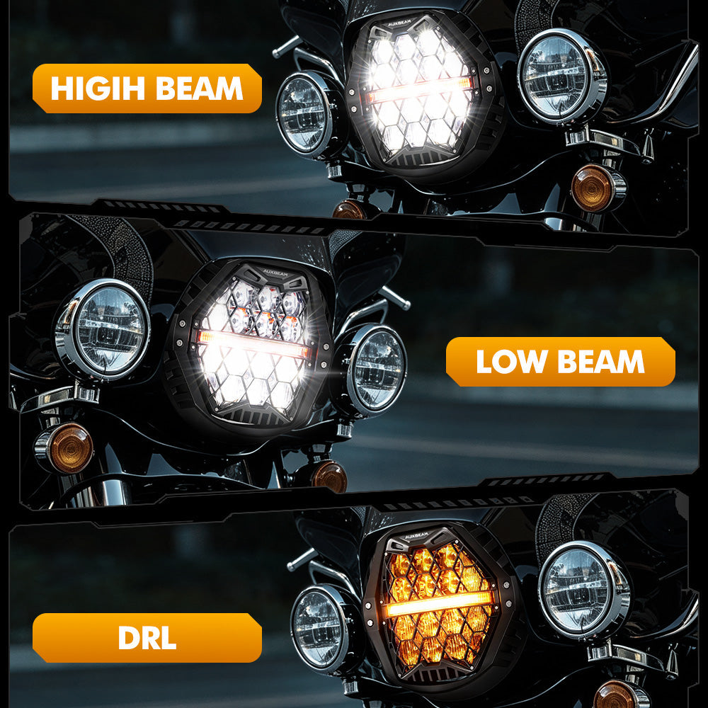 Auxbeam 7 Inch 120W DOT Motorcycle LED Headlight for 1996-2006 Road King EFI