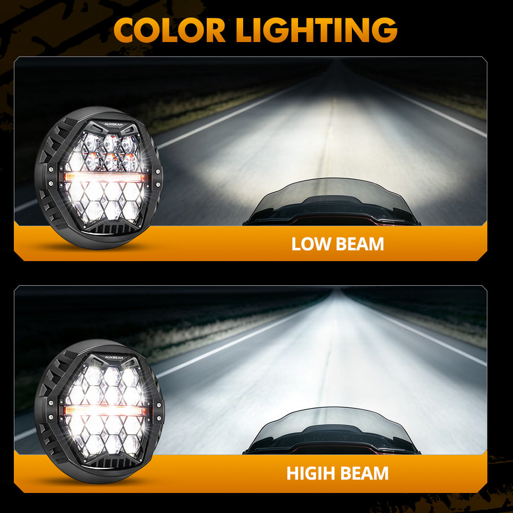 Auxbeam 7 Inch 120W DOT Motorcycle LED Headlight for 1996-2006 Road King EFI