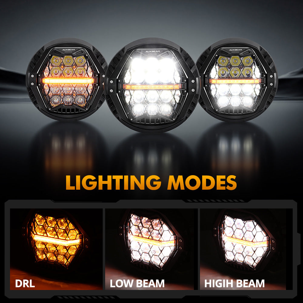 Auxbeam 7 Inch 120W DOT Motorcycle LED Headlight for 1996-2006 Road King EFI