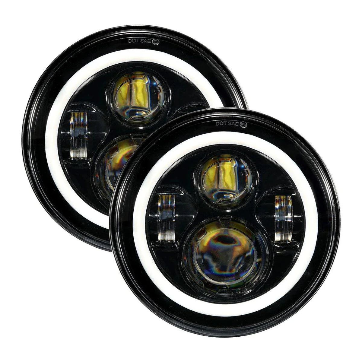 Auxbeam 7" LED Halo Headlights + 4" Inch LED Fog Lights for Jeep Wrangler JK