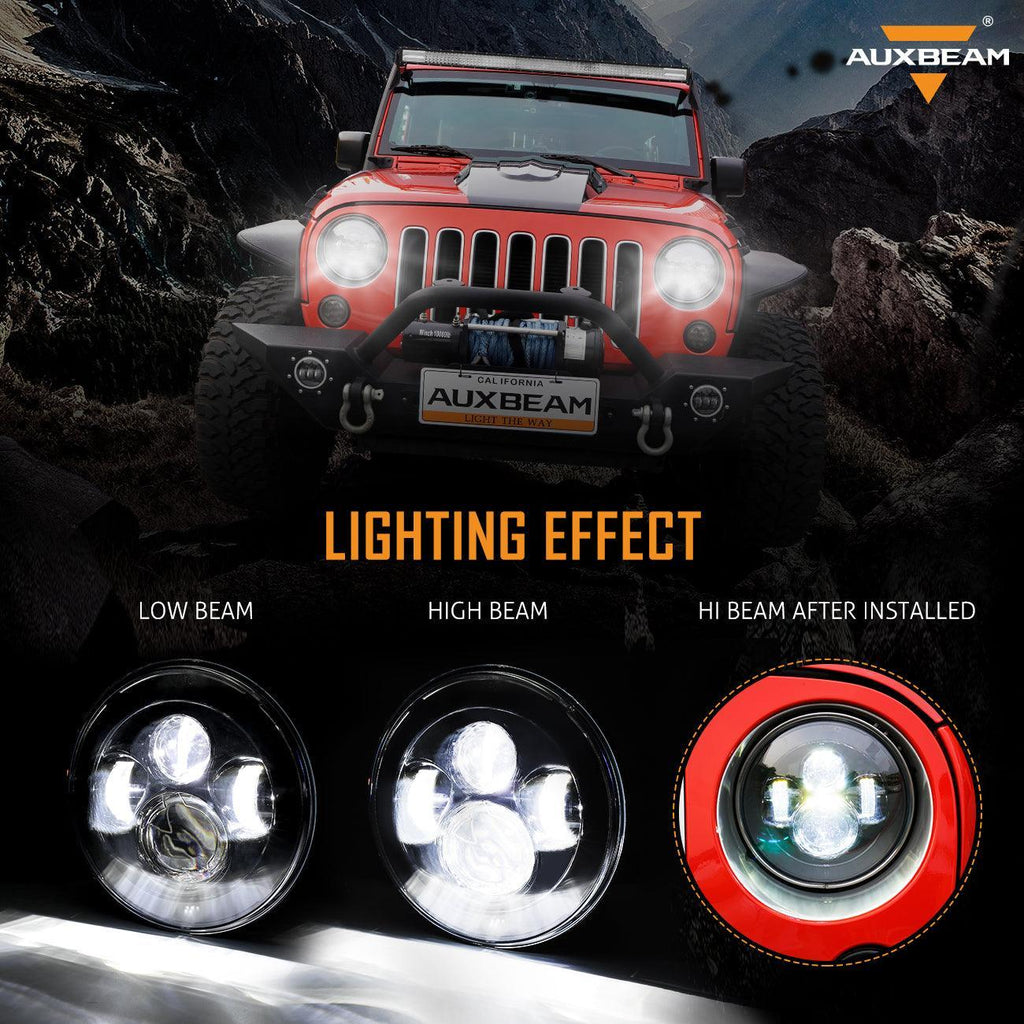 Auxbeam 7'' LED Headlight Replacement And 4'' 30W for Jeep Wrangler2007-2018 JK