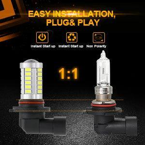 Auxbeam H10 9145 9140 HB3 LED Fog Light/DRL 50W 6500K White 33LED Series 2 Bulbs