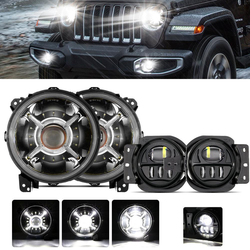 Auxbeam 9'' Round 100W LED Headlights for Jeep Wrangler JL 2018-2019