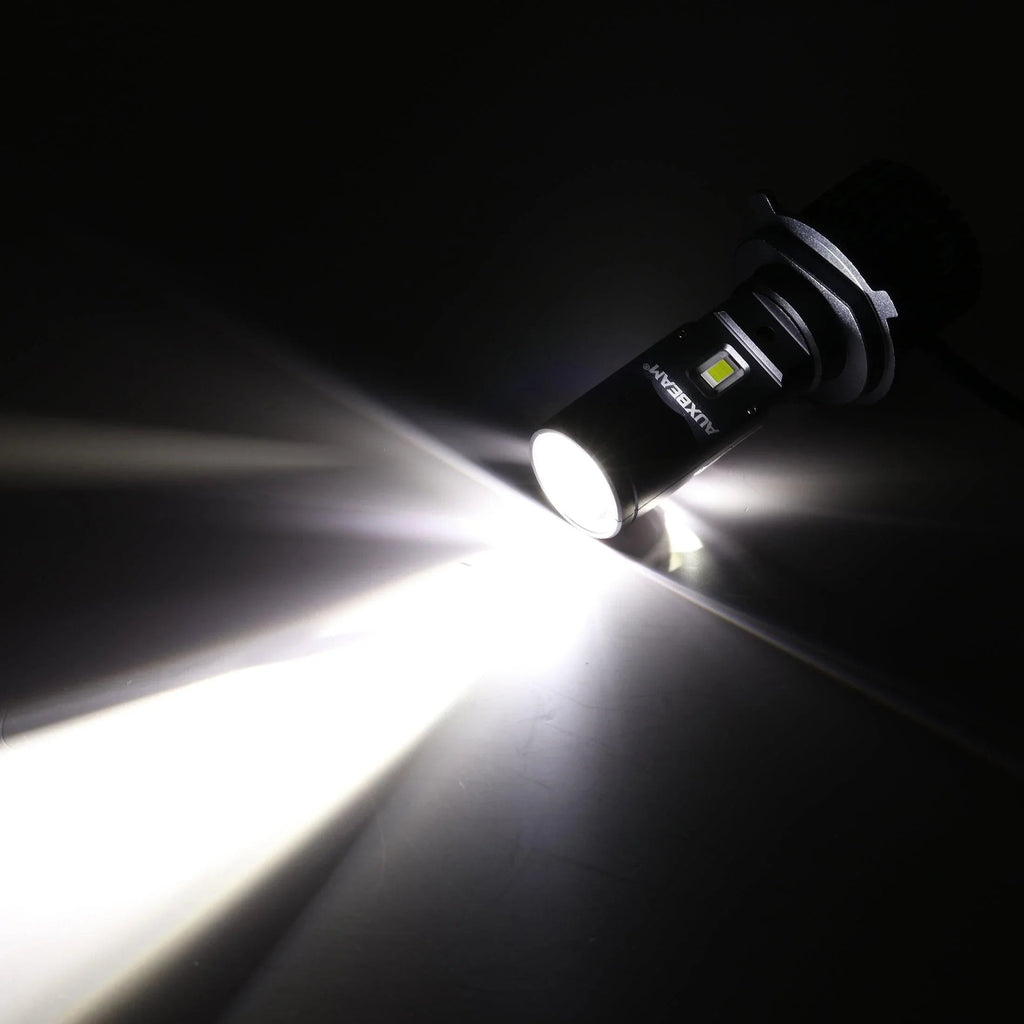 Auxbeam H4/HS1 LED Headlight Bulbs Mini Bi-LED Projector Lens High Low Dual Beam