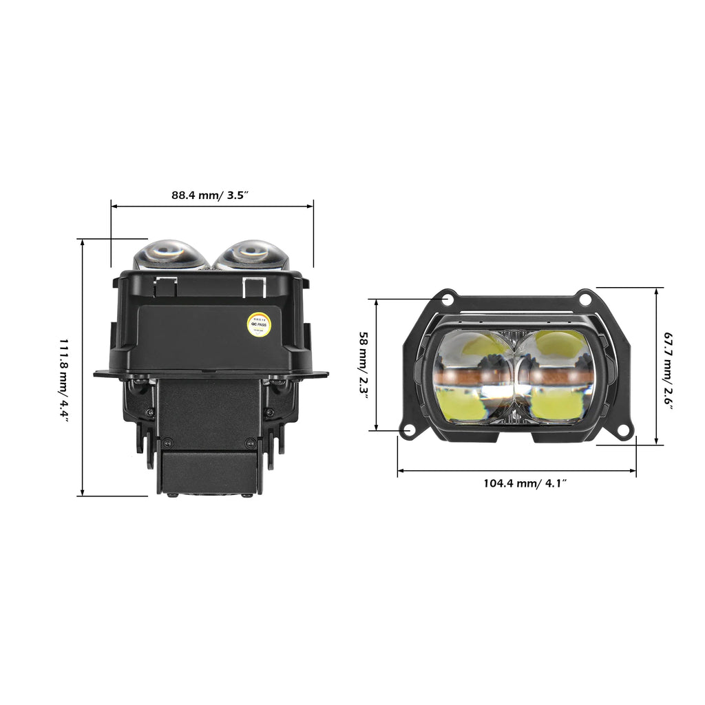Auxbeam 3.5 inch 132W Hyperbolic Rectangular Bi-LED Projector Lens Headlight K9