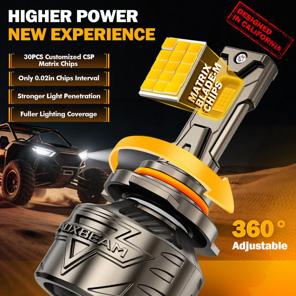 Auxbeam 9005+H11 LED Headlight Bulbs 180W ST90 Series High Power 4 Bulbs